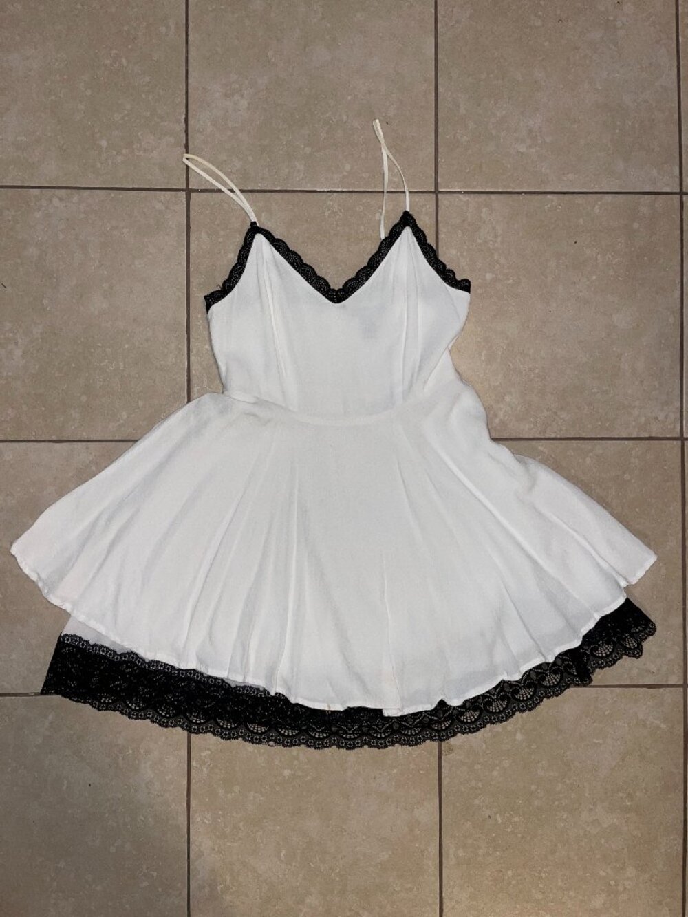 Forever 21 Black and White Lace Trim Dress- Size Small